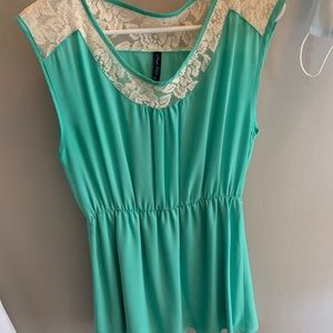 Final Touch Large Lace & Teal Dress- Short